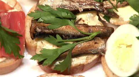 6 sandwiches rotating 02 (close-up) Stock Footage 44463206