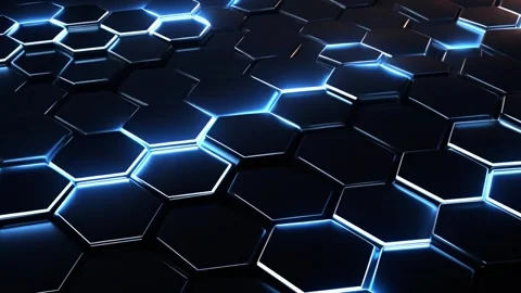 6 seconds of dark hexagonal landscape sliding Stock Footage 281395427