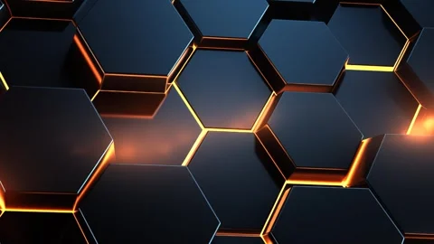 6 seconds of dark slick hexagon surface moving HD Stock Footage 281395426