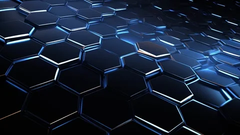 6 seconds of dark slick hexagon surface moving HD Stock Footage 281395431