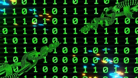 6 seconds Matrix green binary chain code Stock Footage 281395335