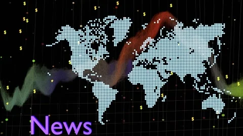 6 seconds of world financial map news transition Stock Footage 281395448