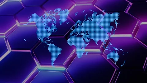 6 seconds of world map hexagon background Stock Footage 281395441