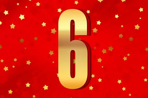 6 six Gold number count template poster. award reward イラスト素材