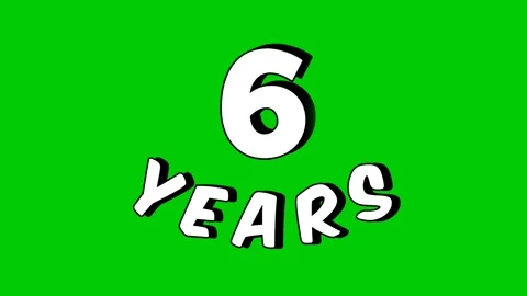 6 six years text animation motion graphics cartoon on green screen Stock Footage 306141183