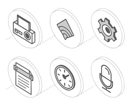 6 Soft 3D Icon Set Subtle Design Stock Illustration