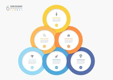 6 Step Circular Loop Venn Diagram Infographic Loops Template Background wit.. Stock Illustration