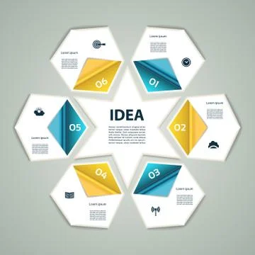 6-Step process modern info graphics light vector background, chart, diagram, Stock Illustration