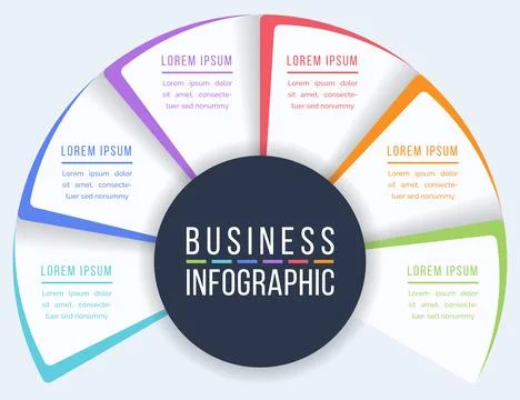 6 Steps Circle Infographic design 6 steps, objects, elements or options info Stock Illustration