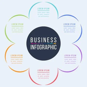 6 Steps Circle Infographic Design Stock Illustration