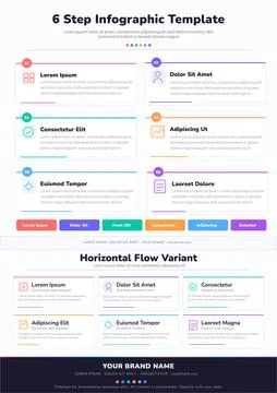 6 Steps Infographic Vector Template for Process Flow Diagrams 스톡 일러스트
