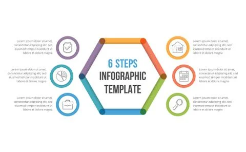 6 Steps Infographics Illustrazione stock