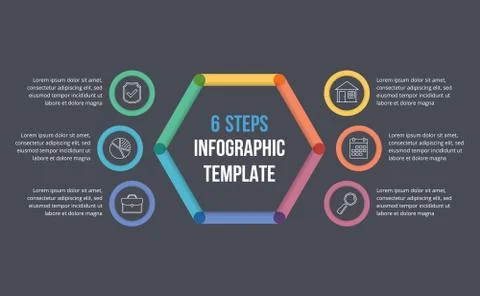 6 Steps Infographics Illustrazione stock