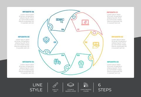 6 steps of star infographic vector design with flat concept for marketing. Pr 스톡 일러스트