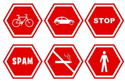 6 Stop signs Stock Illustration