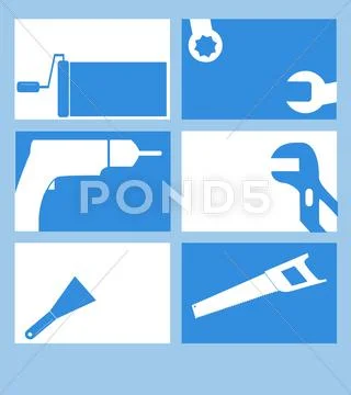6 trade business cards Stock Illustration