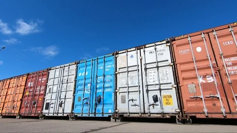 6 of transport containers of different colors Stock Footage 107443401