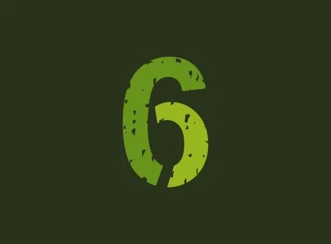 6 vector number made of grungy, grunge texture. Rubber stamp imprint style. F 스톡 일러스트