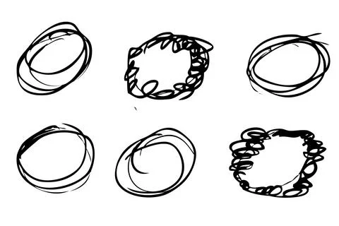 6 Vector Scribble Hand Draw Sketch Circle Frame for your design element Stock Illustration