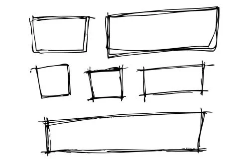 6 Vector Scribble Hand Draw Sketch Square and Rectangle Frame for your design Stock Illustration