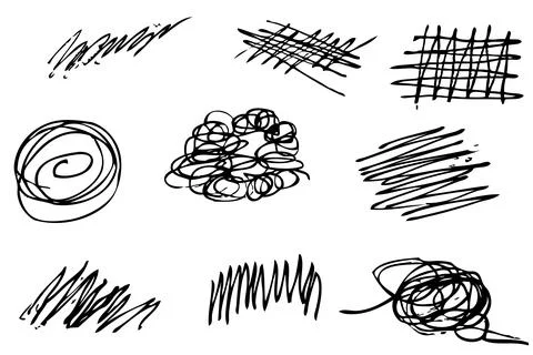 6 Vector Scribble Line Abstract Shape Hand Draw Sketch for your design elemen Stock Illustration
