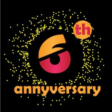 6 Year Anniversary Vector Template Design Illustration - Vector Stock Illustration