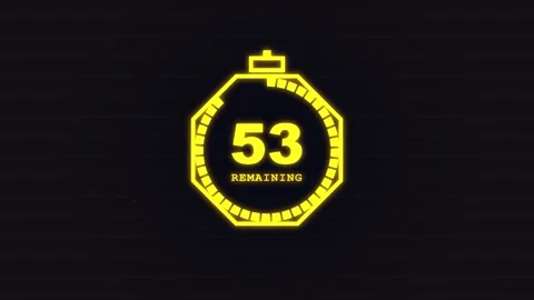 60 to 0 seconds countdown timer display for cinematic video intros, deadline Stock Footage 345621342