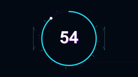 60 to 0 seconds digital countdown timer with purple circular progress bar Stock Footage 345565578