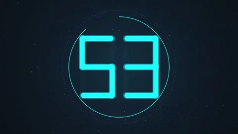 60 to 0 seconds digital countdown timer with modern glowing neon numbers Stock Footage 345621344