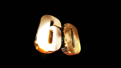 60, 3d golgen text number on black background Vidéo 127697565