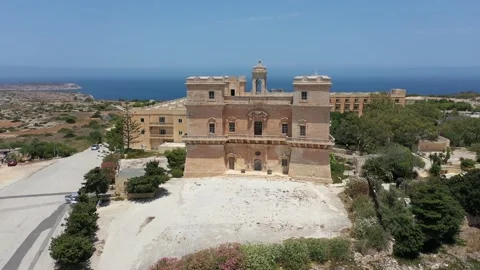 60 - Arial, Drone shot North part of Malta - Selmun Palace Stock Footage 134420153