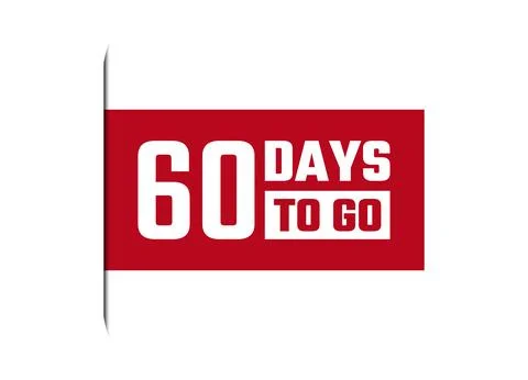 60 days to go red vector banner illustration isolated on white background Stock Illustration