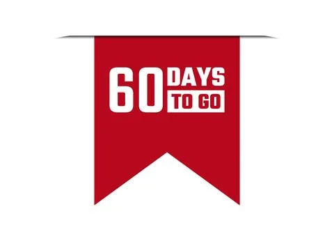60 days to go red vector banner illustration isolated on white background Stock Illustration