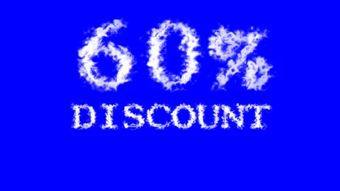 60% discount cloud text effect blue isolated background Stock Footage 139640353