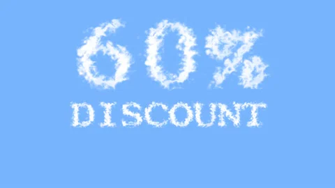 60% discount cloud text effect sky isolated background Stock Footage 139640389