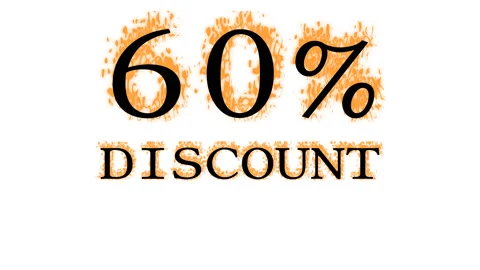 60% discount fire text effect white isolated background Stock Footage 137993086