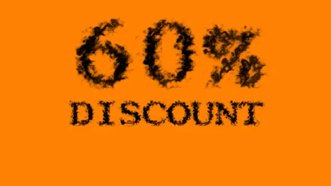 60% discount smoke text effect orange isolated background Stock Footage 139628265