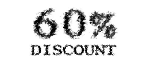 60% discount smoke text effect white isolated background Stock Footage 139628312