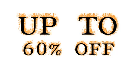 Up To 60% Off fire text effect white isolated background Stock Footage 137898941