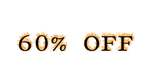 60% Off fire text effect white isolated background Stock Footage 138071809