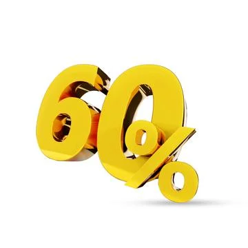 60% Golden symbol , 3D render Stock Illustration