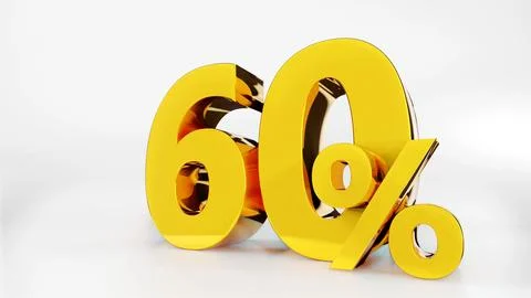 60% Golden symbol , 3D render Stock Illustration