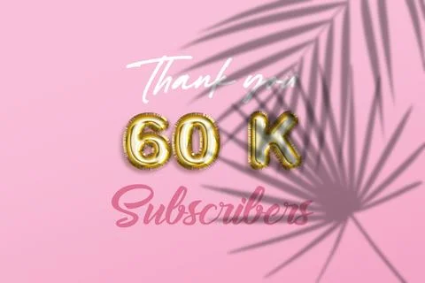 60 K  subscribers celebration greeting banner with Balloon Design Stock Illustration