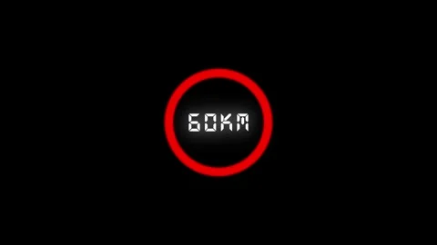 60 kilometer per hour speed road sign Stock Footage 308016935