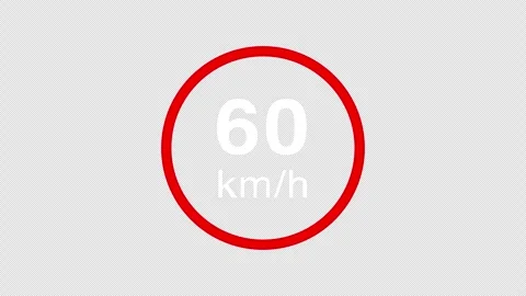 60 kmh speed limit road sign icon animation Stock Footage 335466590