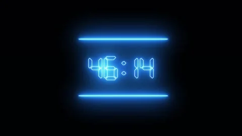 60 minutes neon countdown timer animation isolated on black background Stock Footage 332195595