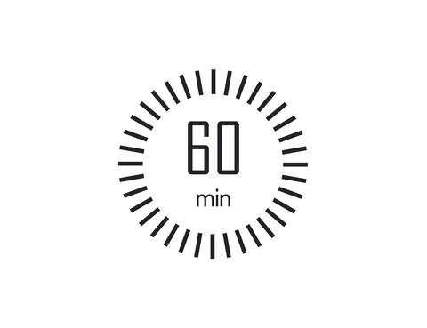 The 60 minutes, stopwatch, digital timer. clock and watch, Vector illustratio Stock Illustration