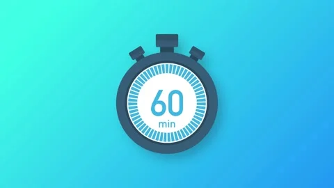 The 60 minutes, stopwatch icon. Stopwatch icon in flat style. Motion graphics. Stock Footage