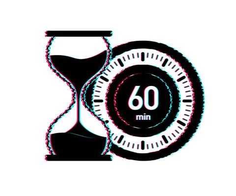 The 60 minutes, stopwatch vector glitch icon. Stopwatch icon in flat style イラスト素材