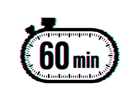 The 60 minutes, stopwatch vector icon. Glitch icon. Stopwatch icon in flat style Stock Illustration
